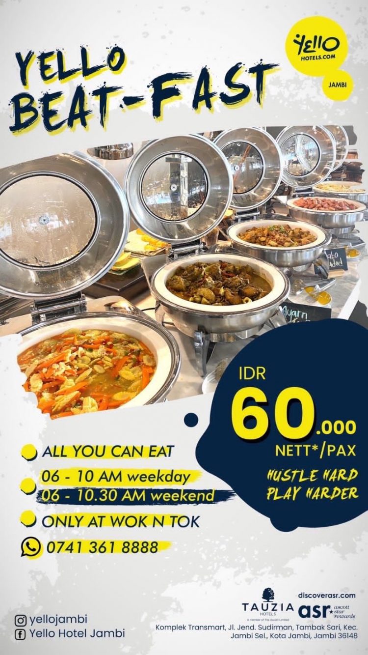 Pada Mei ini, Yello Hotel Jambi memberikan promo berlimpah, pengunjung tak perlu merogoh kantong dalam-dalam karena Yello Hotel Jambi memberikan banyak diskon./ ist