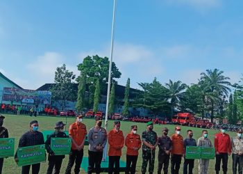 Apel Siaga Karhutlah di Lapangan Makorem 042 Gapu, Jumat (10/6)./ ampar