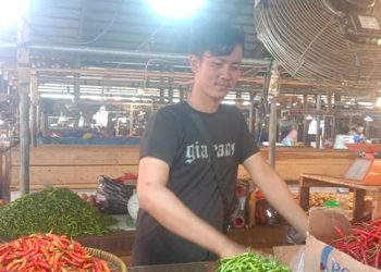 Pantauan harga cabai dipasar angso duo baru Jambi/ AMPAR