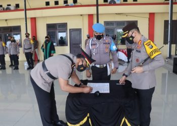 Pengukuhan Wakapolresta Deli Serdang AKBP Agus Sugiyarso, SIK yang Bertempat di Aula terbuka Polresta Deli Serdang, Jumat (24/6/2022)/ doc.ist