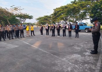 Apel kesiapan yang dipimpin Kapolsek Kawasan Bandara Iptu Jonni H Damanik, SH, MH./ AMPAR