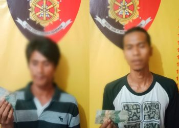 Polsek Galang Polresta Deli Serdang mengamankan dua orang pelaku pungutan liar (Pungli) di Jalan Pasar Petumbukan./ doc.ist