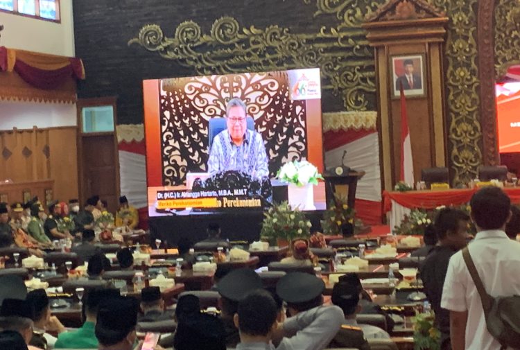 HUT ke 66 Provinsi Jambi mendapat banyak ucapan selamat dari berbagai tokoh nasional hingga daerah dari video yang diputar dalam rapat Paripurna DPRD Provinsi Jambi. Jumat (6/1/2023) pagi/ (Foto: Alan/Ampar)