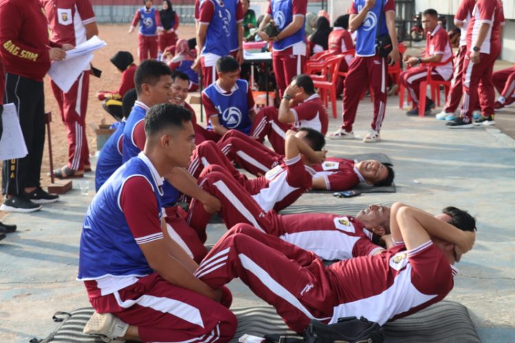 Kegiatan Kesamaptaan Jasmani yang digelar Polres Muba per semester atau enam bulan sekali. Foto: Nuria/ Ampar