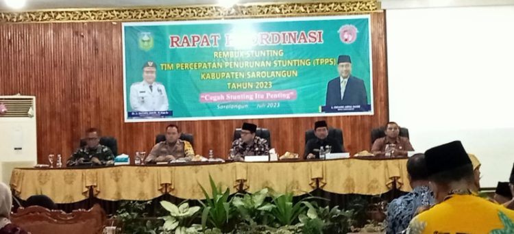 Pemerintah Kabupaten Sarolangun menyelenggarakan Rakor Rembuk Stunting Tim Percepatan Penurunan Stunting (TPPS) 2023. Foto: Fdn/Ampar