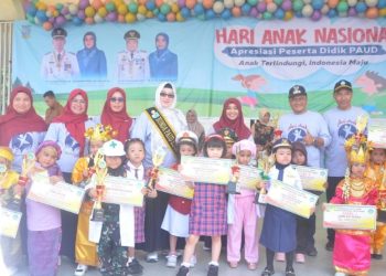 Wawako Jambi Maulana saat hadiri Hari Anak Nasional (HAN) di Lapangan Utama Kantor Walikota Jambi, Senin (7/8). Foto: Meli/Ampar