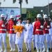 Tim Paskibraka Bangsa yang akan turunkan bendera HUT RI ke-78 Provinsi Jambi di Lapangan Kantor Gubernur Jambi, sore ini (17/8). Foto: Meli/Ampar