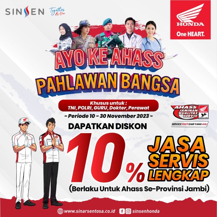 Promo spesial PT Sinar Sentosa Primatama (Sinsen) main dealer sepeda motor Honda di Provinsi Jambi dalam rangka peringati Hari Pahlawan, Foto: Ajeng