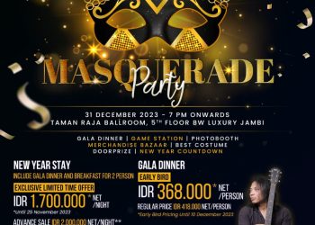 Kemeriahan "Masquerade Party" Malam Pergantian Tahun Baru di BW Luxury Jambi/ (Foto: Melly/Ampar)