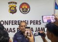 Paur Penum Subbid Penmas, Ipda Alamsyah Amir saat diwawancarai di Mapolda Jambi, Minggu (24/12/2023). (Foto: Otoy)