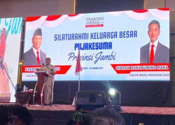 Calon Presiden nomor urut 2, Prabowo Subianto menyambangi Provinsi Jambi di Abadi Convention Center (ACC) Kota Jambi, Selasa (9/1/2024)/ (Foto: Fei)