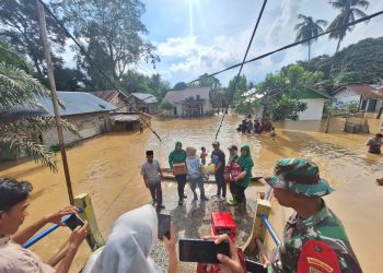 Indria Mayesti Mukti Turun Langsung Berikan Bantuan Sembako ke Korban Banjir Bandang/ (Foto: Ampar)