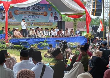 Al Haris Hadiri Tabligh Akbar IMKK Merangin/ (foto: rky)