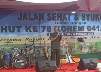 Anggota DPRD Provinsi Bengkulu, Sumardi saat di acara HUT ke-78 Korem 041/Garuda Emas. (Foto: Dky/Ampar)