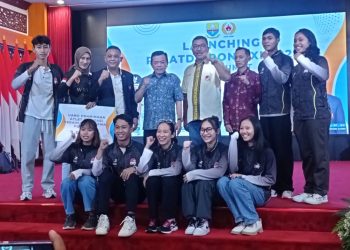 Ketum KONI Provinsi Jambi Budi Setiawan mendampingi Gubernur Jambi Al Haris membuka secara resmi Pemusatan Latihan Daerah (Pelatda) PON XXI 2024 Provinsi Jambi (Foto: Maskun)