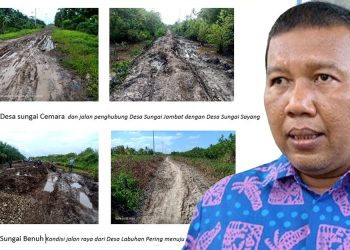 Romi dan penampakan jalan rusak di tanjab timur/ Sumber: jambiseru