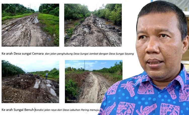 Romi dan penampakan jalan rusak di tanjab timur/ Sumber: jambiseru