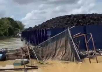 Kapal Tongkang Batubara Tabrak Kerambah Ikan Milik Warga/  (Foto: mhd/Ampar)