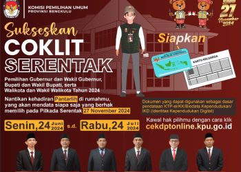 Komisi Pemilihan Umum Provinsi Bengkulu Sukseskan Coklit Serentak 24 Juni-24 Juli 2024