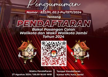 KPU Kota Jambi Umumkan Pendaftaran Pasangan Calon Walikota dan Wakil Walikota Jambi 2024, CEK Syarat dan Jadwalnya