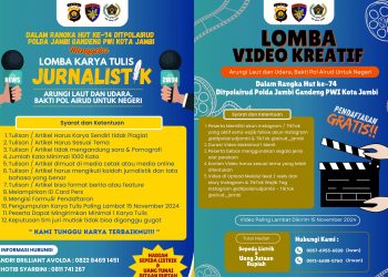 Rebut Hadiah Belasan Juta Ripiah, Lomba Karya Tulis Jurnalistik dan Video Kreatif HUT ke-74 Ditpolirud Jambi