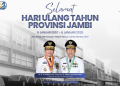 Management Jambi Business Center mengucapkan Selamat Hari Ulang Tahun Provinsi Jambi ke-69.