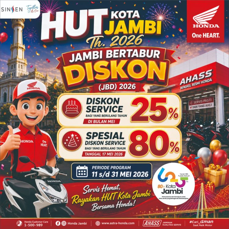 Spesial HUT Kota Jambi! Servis di AHASS Kota Jambi Bisa Dapat Diskon Sampai 80%