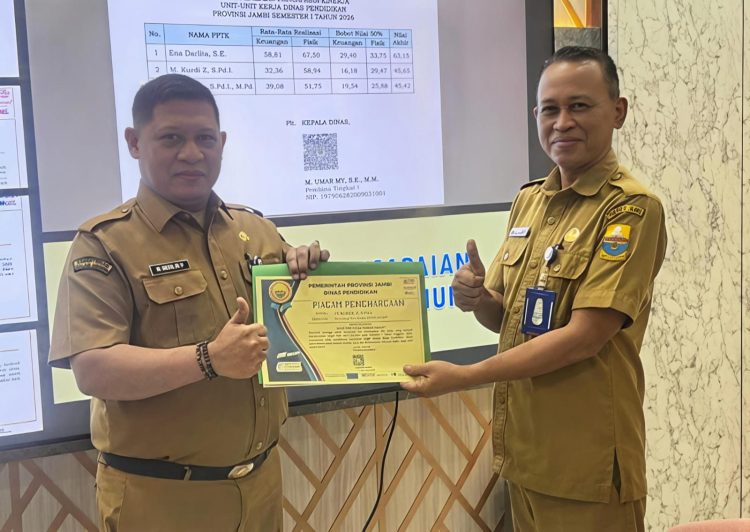 Kejar Target Semester I, Dinas Pendidikan Jambi Beri Penghargaan PPTK Berkinerja Terbaik